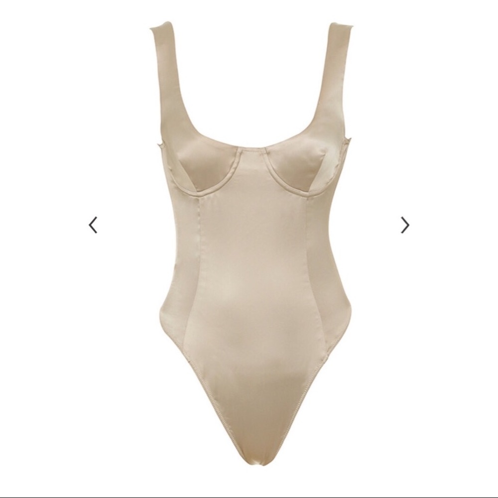 House of CB/Mistress Rocks Nude Satin Bodysuit